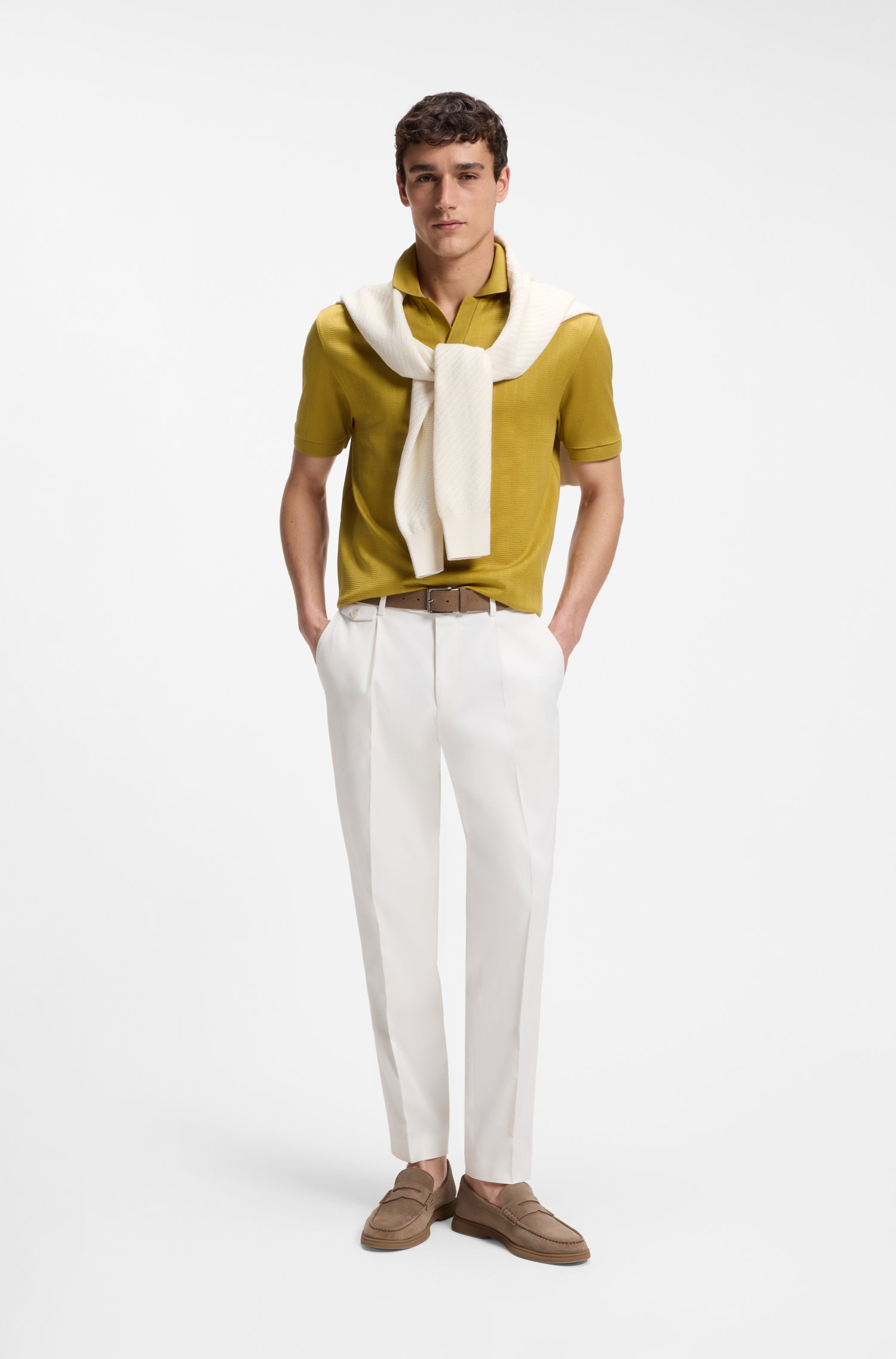 Boss Cotton-jacquard polo shirt with Johnny collar pikéer herr – bild 2