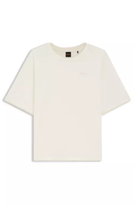 Relaxed-fit T-shirt in cotton with mesh trims