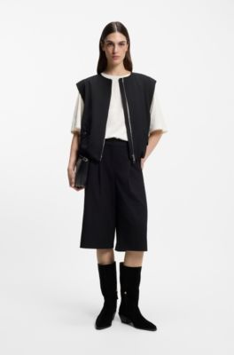 Relaxed-fit T-shirt in cotton with mesh trims, Natural