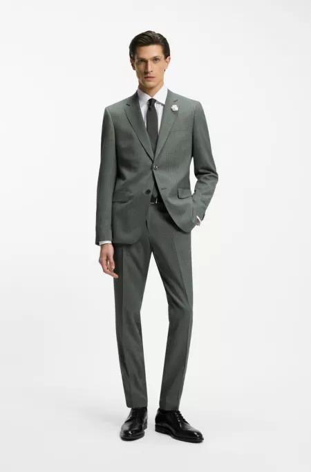 Slim-fit jacket in patterned virgin wool