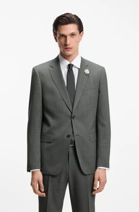 Slim-fit jacket in patterned virgin wool