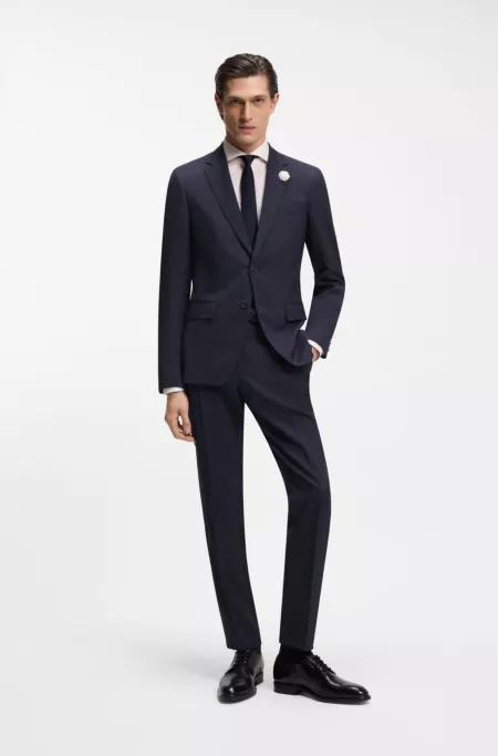 Slim-fit jacket in patterned virgin wool