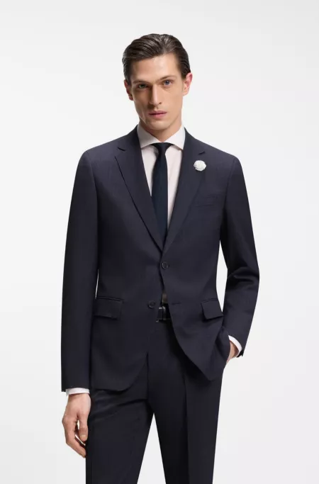 Slim-fit jacket in patterned virgin wool