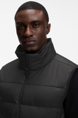 Regular-fit padded gilet with zipped pockets, Black