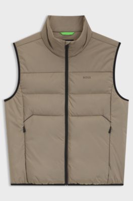 Regular-fit padded gilet with zipped pockets, Light Brown