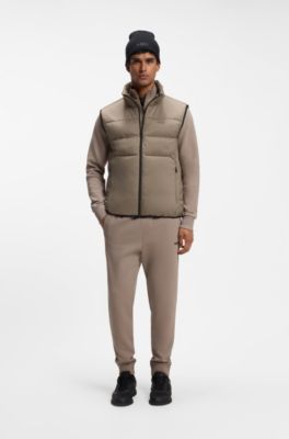 Doudoune Regular sans manches avec poches zipp&eacute;es, Brun chin&eacute;