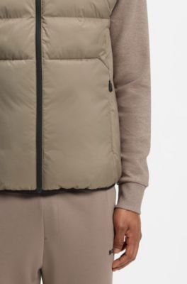 Doudoune Regular sans manches avec poches zipp&eacute;es, Brun chin&eacute;