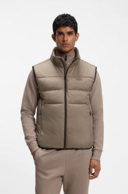 Doudoune Regular sans manches avec poches zipp&eacute;es, Brun chin&eacute;