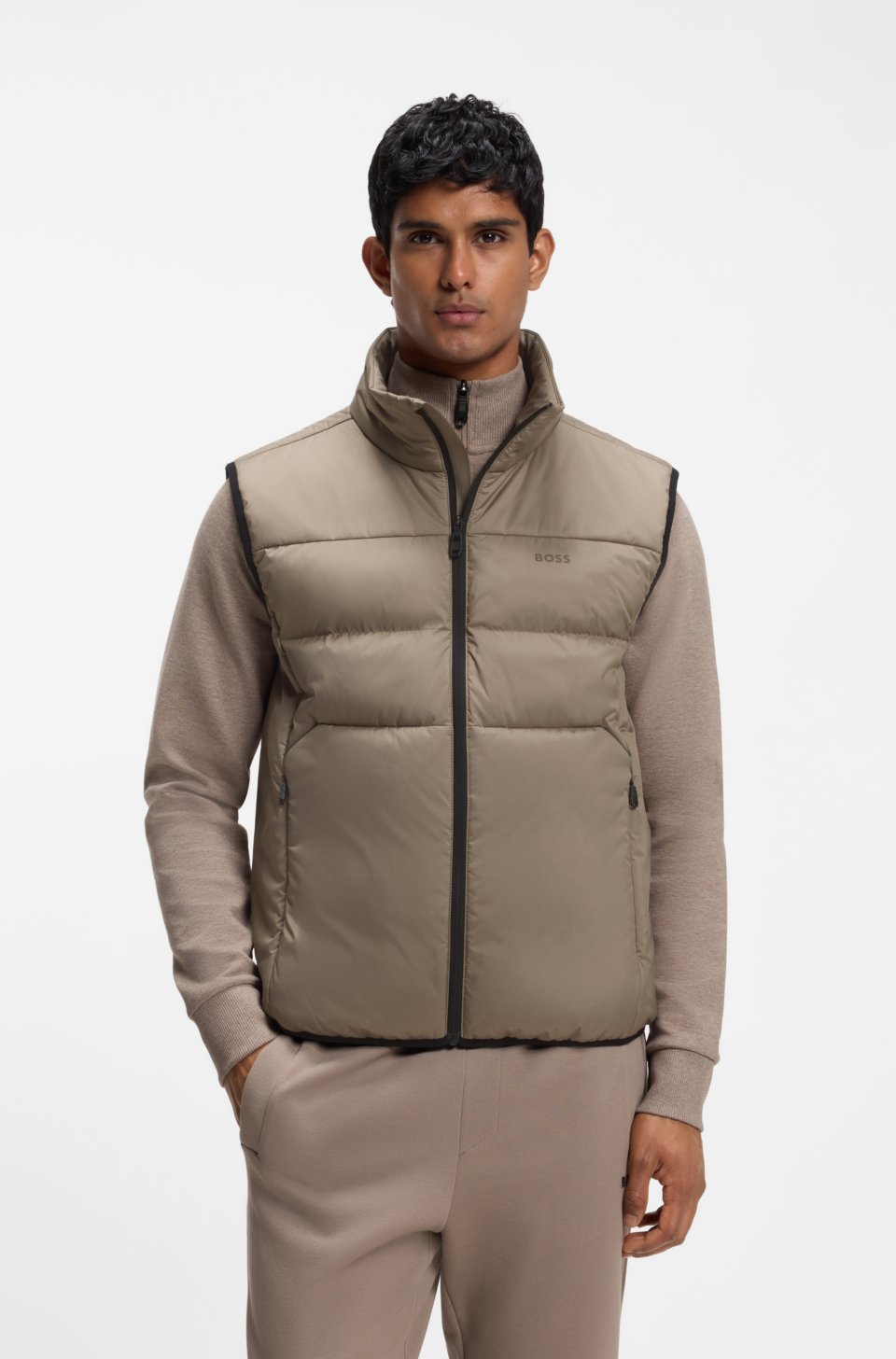 Regular-fit padded gilet with zipped pockets