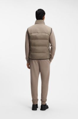 Doudoune Regular sans manches avec poches zipp&eacute;es, Brun chin&eacute;