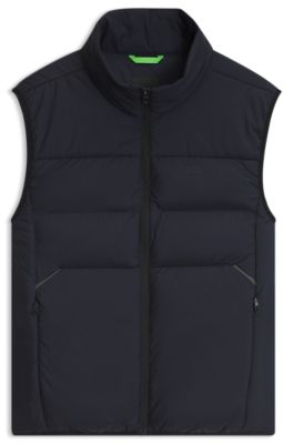 Regular-fit padded gilet with zipped pockets, Dark Blue