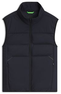 Regular-fit padded gilet with zipped pockets, Dark Blue