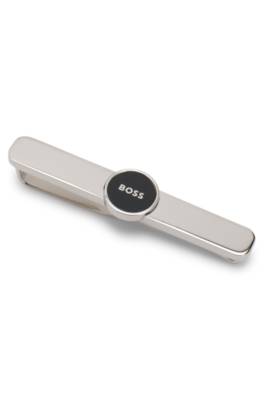 Brass tie clip with round logo detail 1