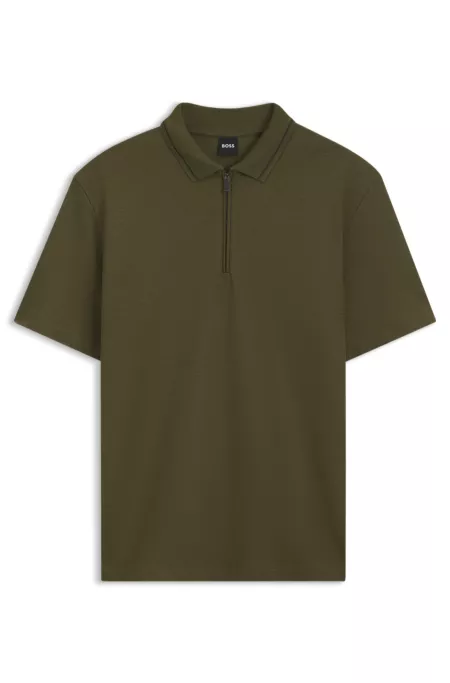 Zip-placket piqué polo shirt