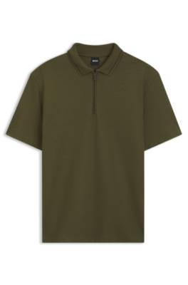 Boss Zip-placket piqué polo shirt pikéer herr – bild 4
