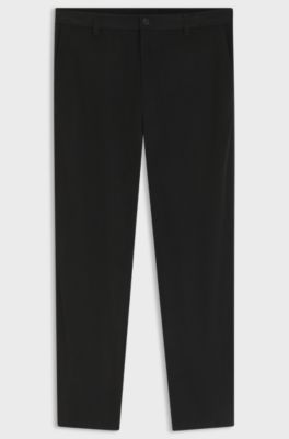 Regular-fit technical corduroy trousers with logo, Black