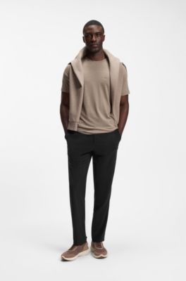 Regular-fit technical corduroy trousers with logo, Black