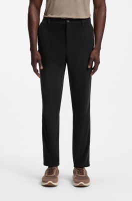 Regular-fit technical corduroy trousers with logo, Black