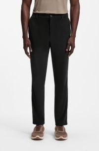 Regular-fit technical corduroy trousers with logo, Black