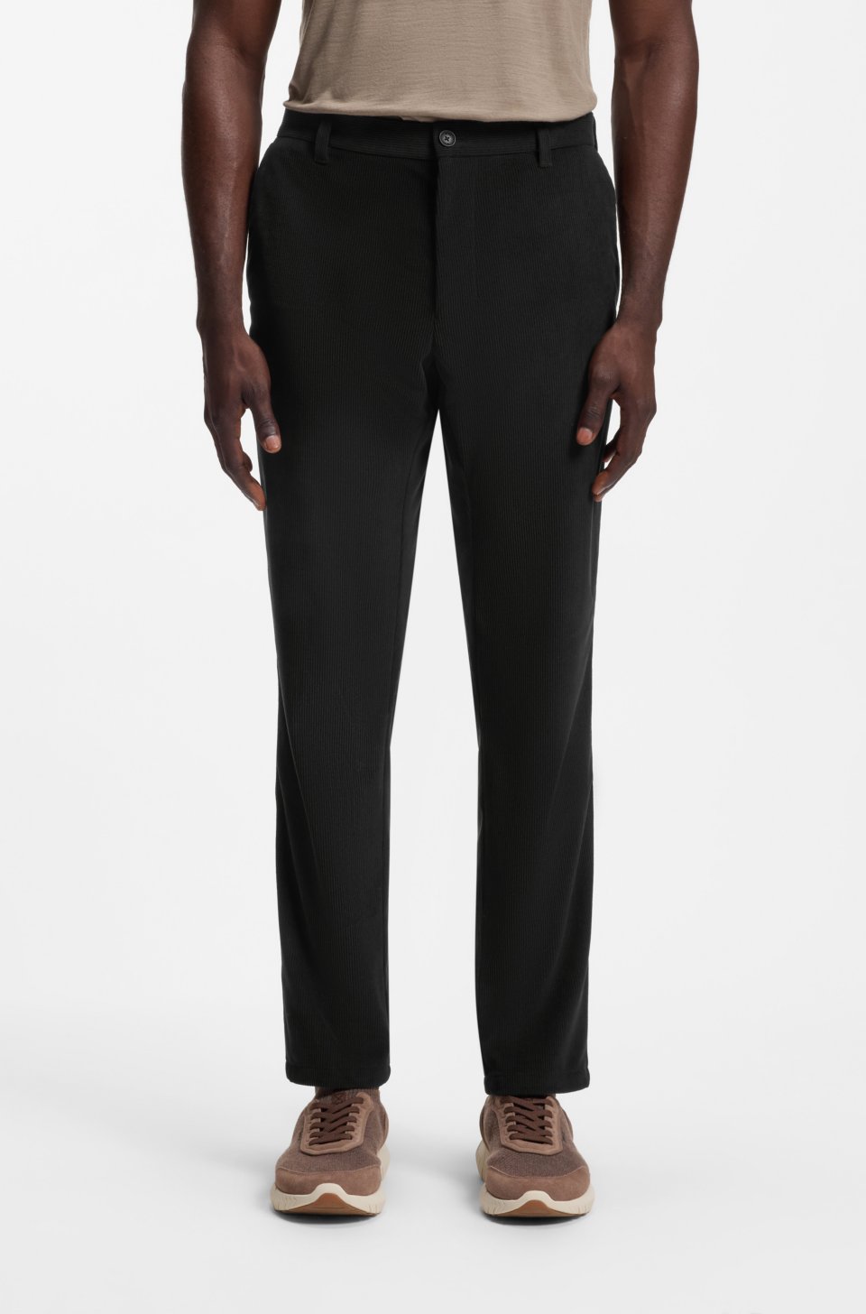 Regular-fit technical corduroy trousers with logo