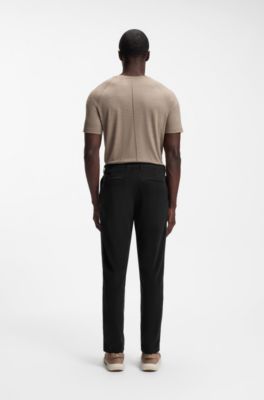 Regular-fit technical corduroy trousers with logo, Black