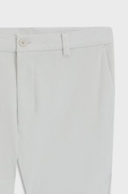 Regular-fit technical corduroy trousers with logo, Light Beige