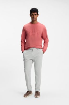 Regular-fit technical corduroy trousers with logo, Light Beige