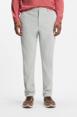 Regular-fit bukser i teknisk fl&oslash;jl med logo, Lys beige