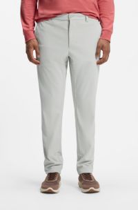 Regular-fit technical corduroy trousers with logo, Light Beige