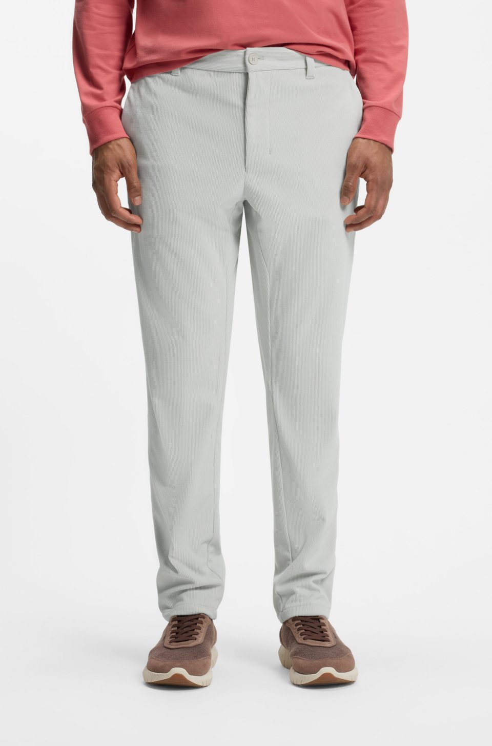 Regular-fit technical corduroy trousers with logo