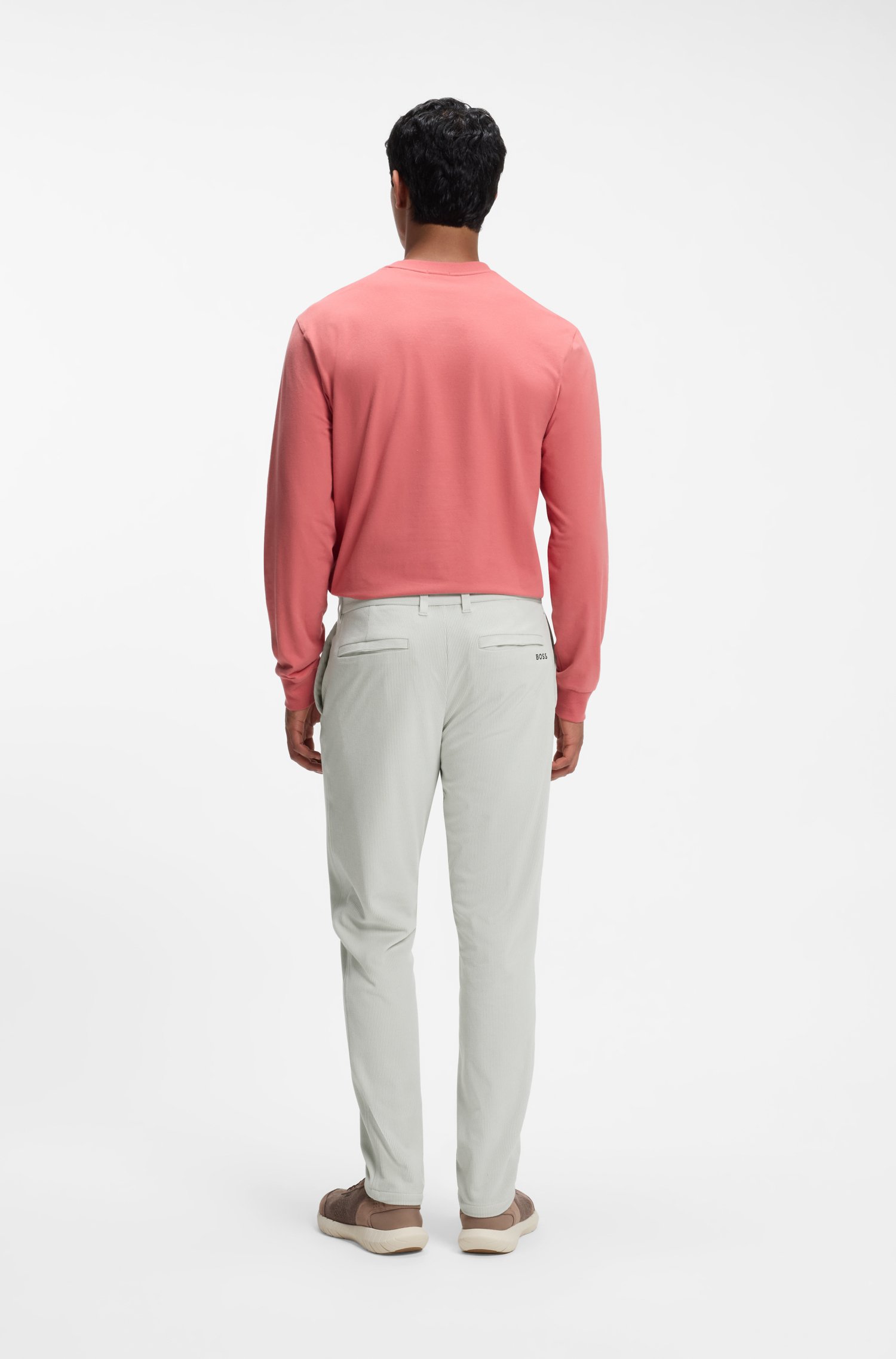 Boss Regular-fit technical corduroy trousers with logo byxor herr – bild 2