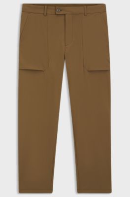 Porsche x BOSS regular-fit trousers in stretch fabric, Brown