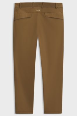 Porsche x BOSS regular-fit trousers in stretch fabric, Brown