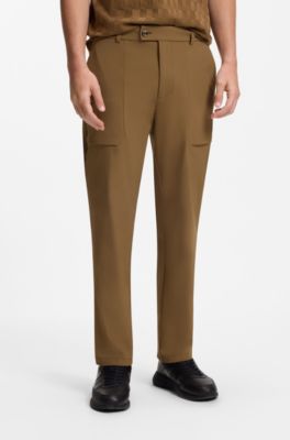 Porsche x BOSS regular-fit trousers in stretch fabric, Brown