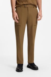 Porsche x BOSS regular-fit trousers in stretch fabric, Brown