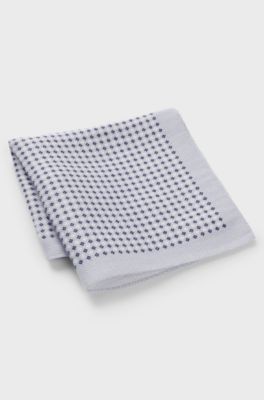 BOSS BY BECKHAM pocket square in linen and cotton , Grey Patterned