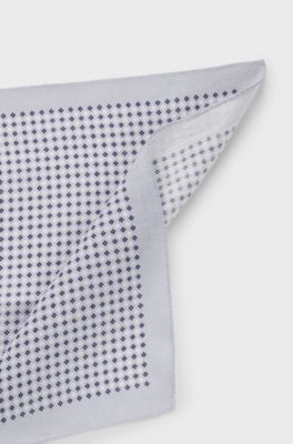 BOSS BY BECKHAM pocket square in linen and cotton , Grey Patterned