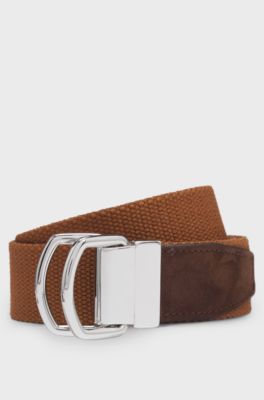 BOSS BY BECKHAM tape belt with nubuck trims, Brown