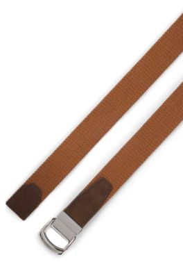 BOSS BY BECKHAM tape belt with nubuck trims, Brown