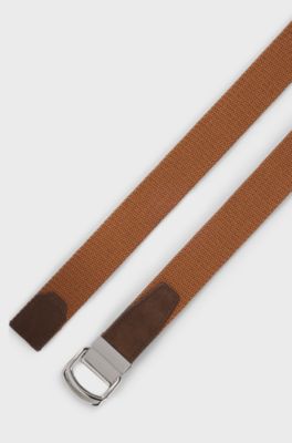 BOSS BY BECKHAM tape belt with nubuck trims, Brown