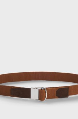BOSS BY BECKHAM tape belt with nubuck trims, Brown