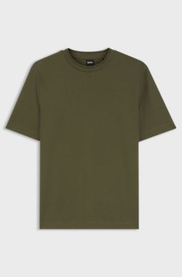 Regular-fit T-shirt in stretch cotton blend, Olive