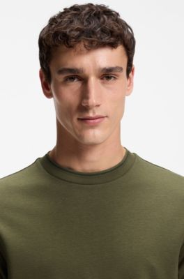 Regular-fit T-shirt in stretch cotton blend, Olive