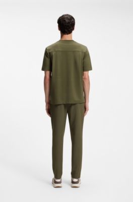 Regular-fit T-shirt in stretch cotton blend, Olive