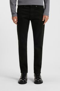Tapered-fit jeans in Stay Black comfort-stretch denim, Black