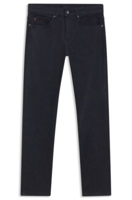 Tapered-fit jeans in pure-blue comfort-stretch denim, Dark Blue