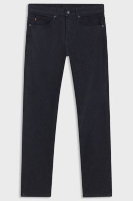 Tapered-fit jeans in pure-blue comfort-stretch denim, Dark Blue