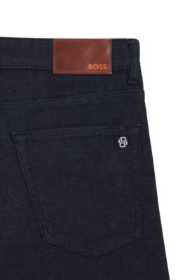 Tapered-fit jeans in pure-blue comfort-stretch denim, Dark Blue