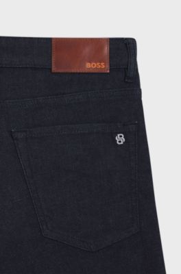 Tapered-fit jeans in pure-blue comfort-stretch denim, Dark Blue