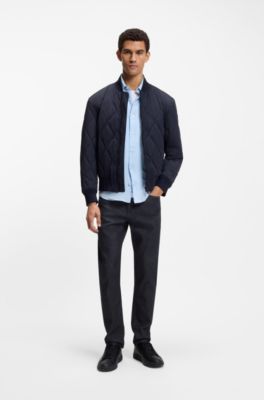 Tapered-fit jeans in pure-blue comfort-stretch denim, Dark Blue